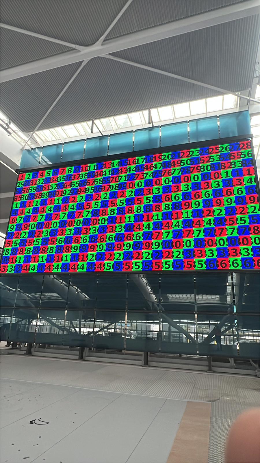 Heathrow Terminal 5 — RGB sub-pixel test pattern during LED commissioning
