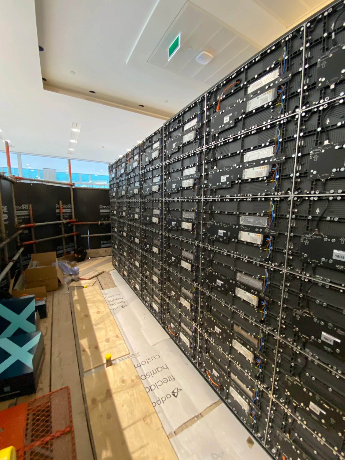 KPMG — rear of LED wall during install, module array and cabling
