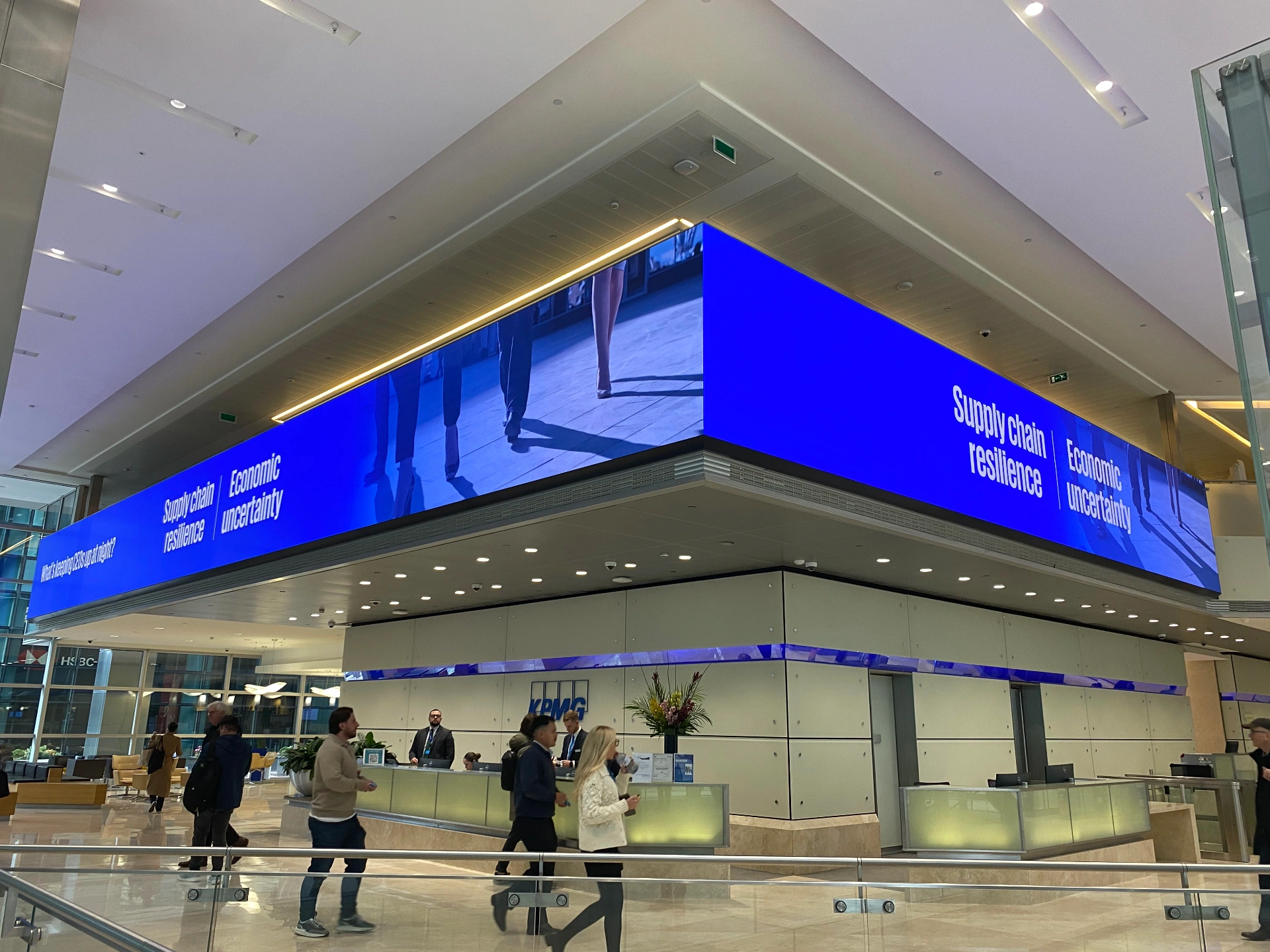 KPMG Canary Wharf — wrap-around LED ribbon installed in main reception lobby