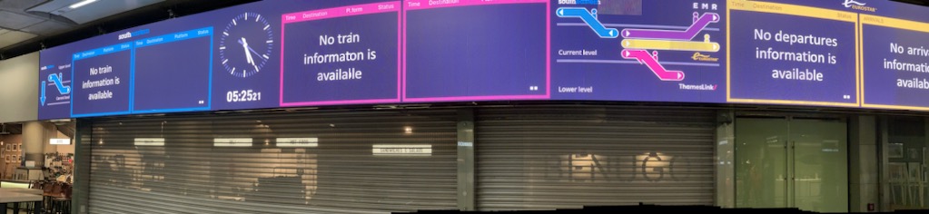 St Pancras — installed PID screen detail showing colour calibration and pixel pitch